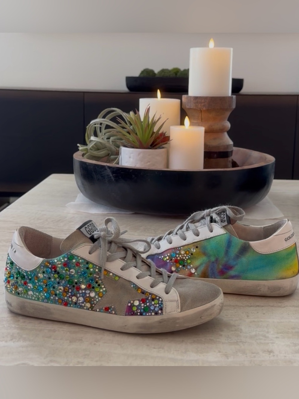 Golden Goose Tie-Dye Gemstone-Embellished Low-Top Sneakers